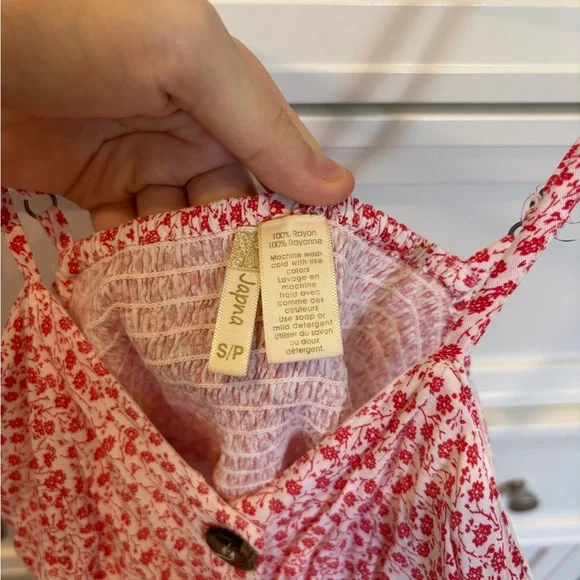 Red and White Floral Summer Midi Dress - Picture 4 of 8